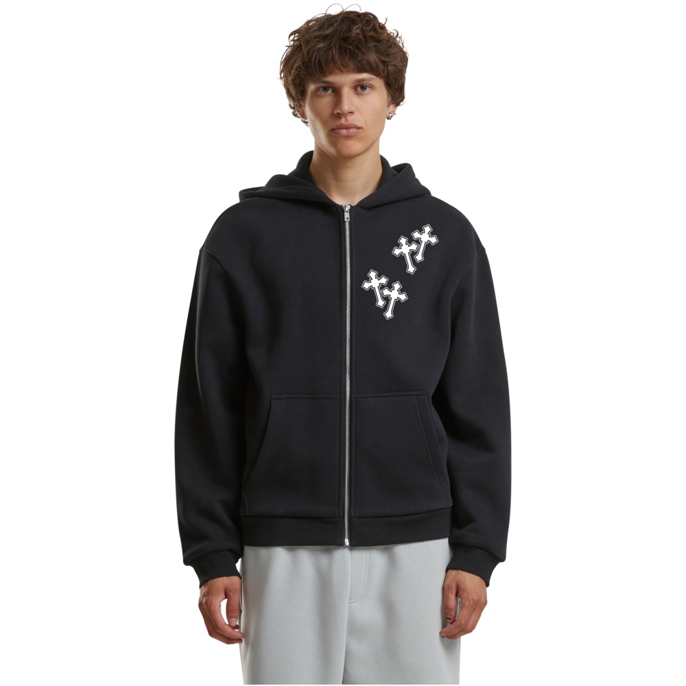 Mister Tee - Mary Cross Fluffy Zip hoodie - Black